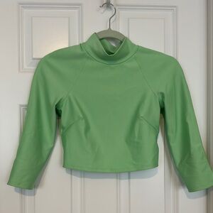 Green Mock Neck Long Sleeve Top
